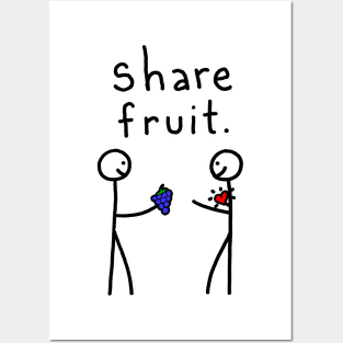 Stick Figures Share Fruit Posters and Art